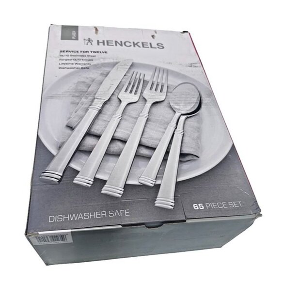 Henckels Plaza 65-Piece Dishwasher Safe Stainless Steel Flatware Set - Picture 1 of 4